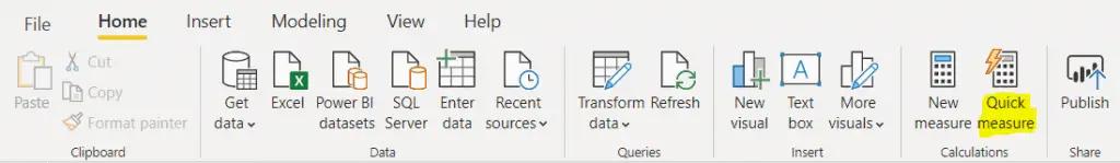 quick measure in power bi