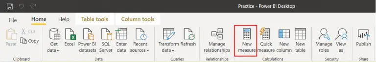 Power BI measure creating in parallel with quick measure