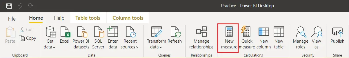 Power BI measure creating in parallel with quick measure