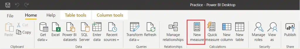 How to create power bi measure