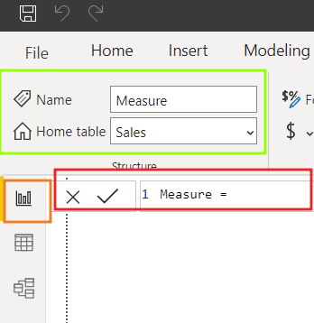 create dax measure in the table
