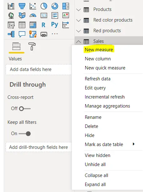 how to create power bi measure using second method