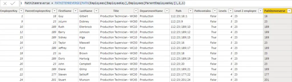 Pathitemreverse to implement DAX parent-child functions