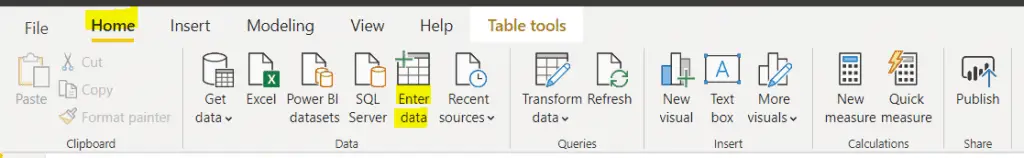 How to create power bi measure table