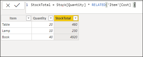 Power bi relatedtable function formula