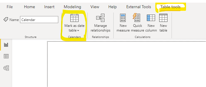 Mark as date table option