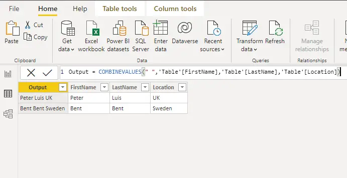 How to Use COMBINEVALUES function in DAX