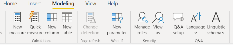 Modelling tab in Power BI