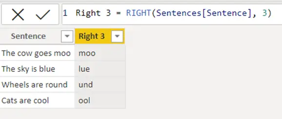 RIGHT Function in Power BI