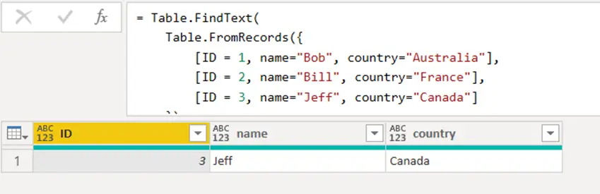 Table.FindText in power query