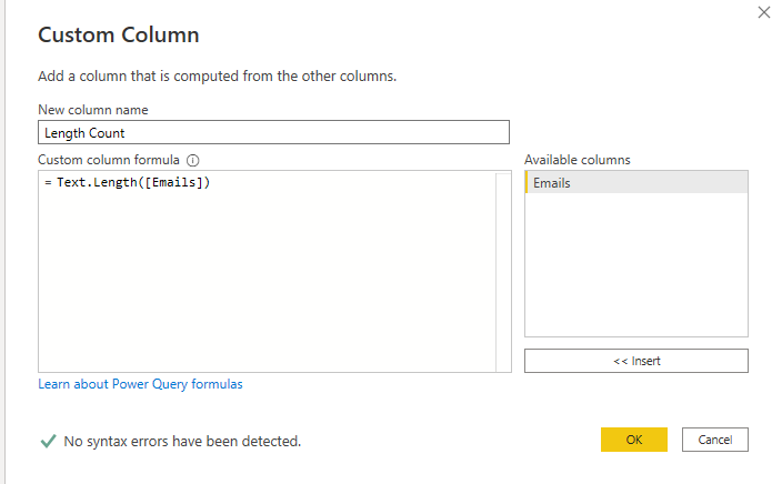 Text.Length Power query function